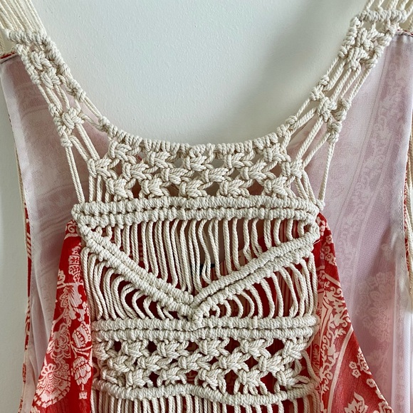 *NWOT* Zara BoHo Floral Print Crochet Detail Midi Dress - Picture 11 of 15